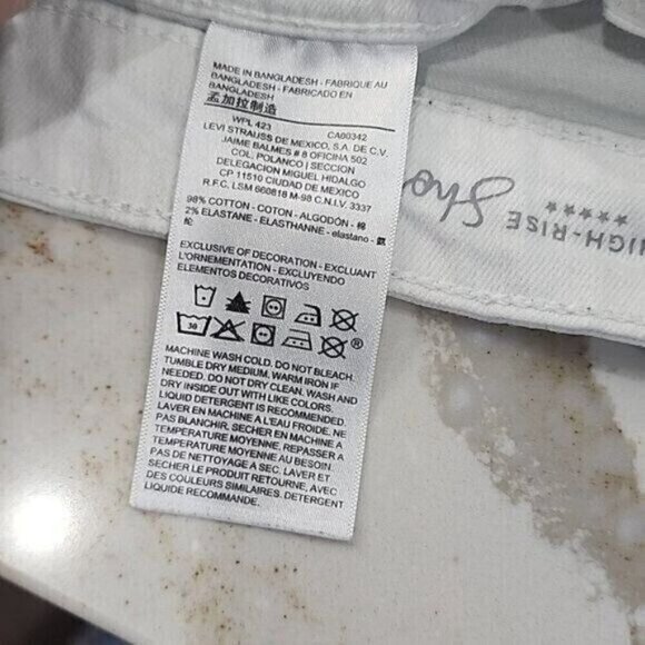 Levi's Shorts White Jean Distressed High Rise 3" Inseam 34" Waist Women's 12 - Picture 8 of 11